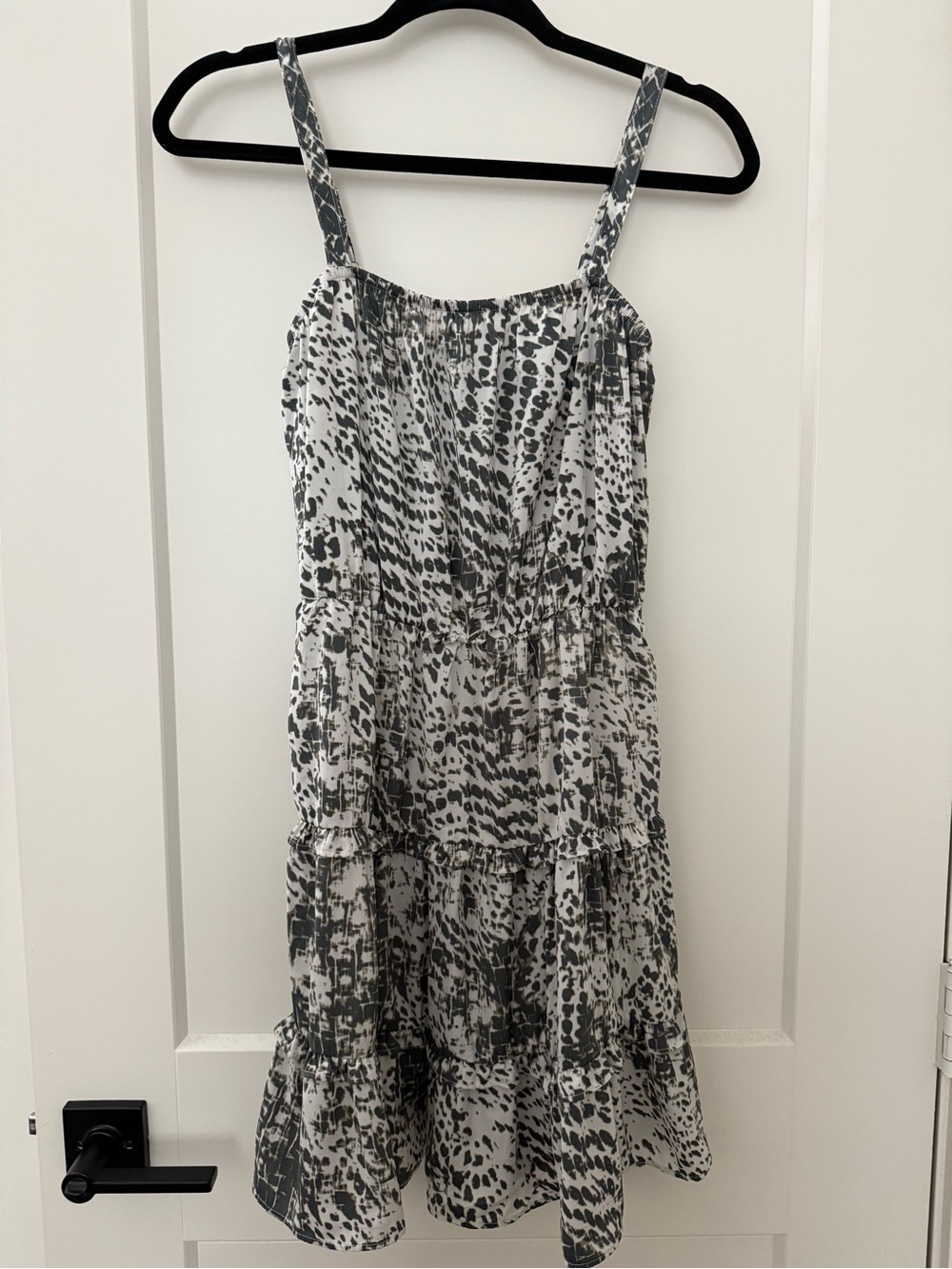 Express Black and White Printed Tiered Midi Dress